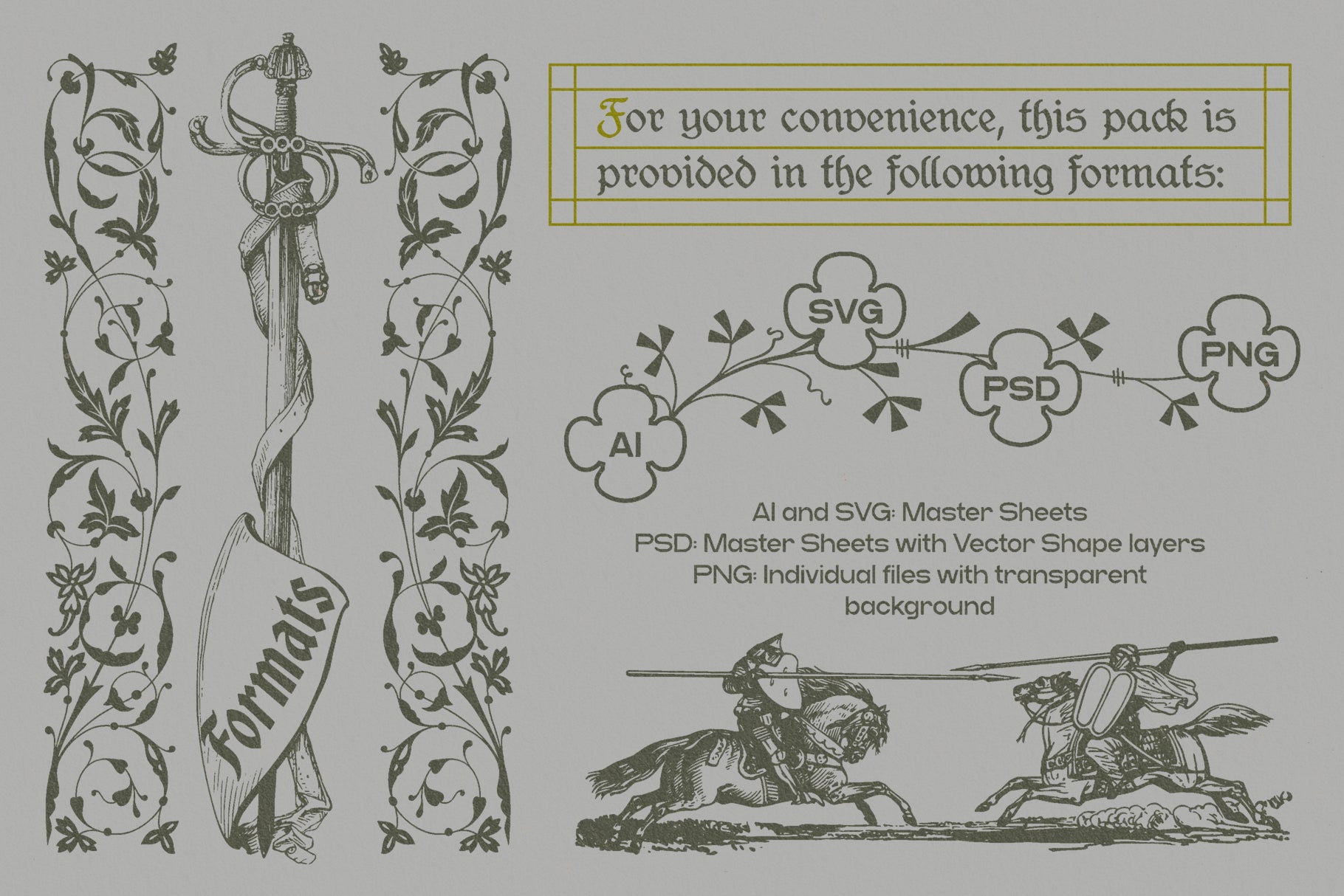 Floriated Borders Vectors