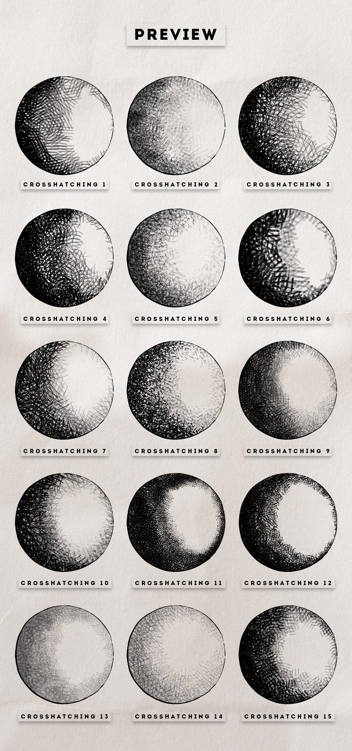 Crosshatching Procreate Brushes