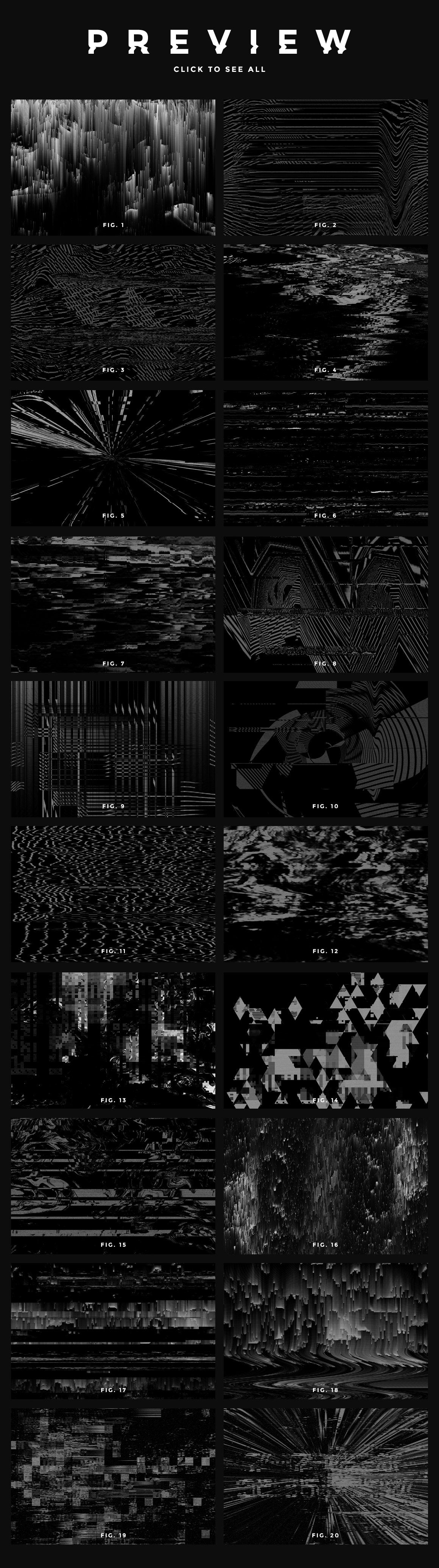 Noir Glitch Textures and Shapes