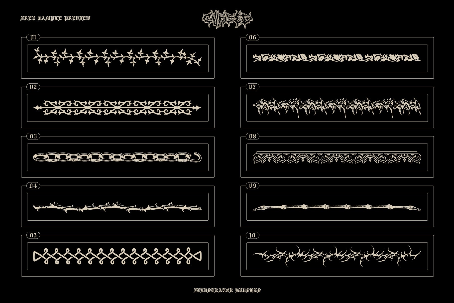 Cursed Illustrator Brushes - FREE SAMPLE