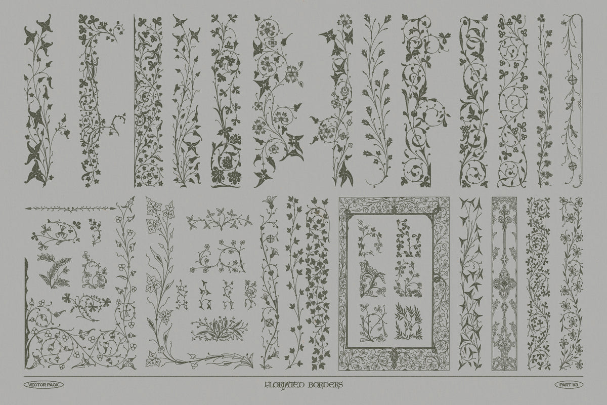 Floriated Borders Vectors