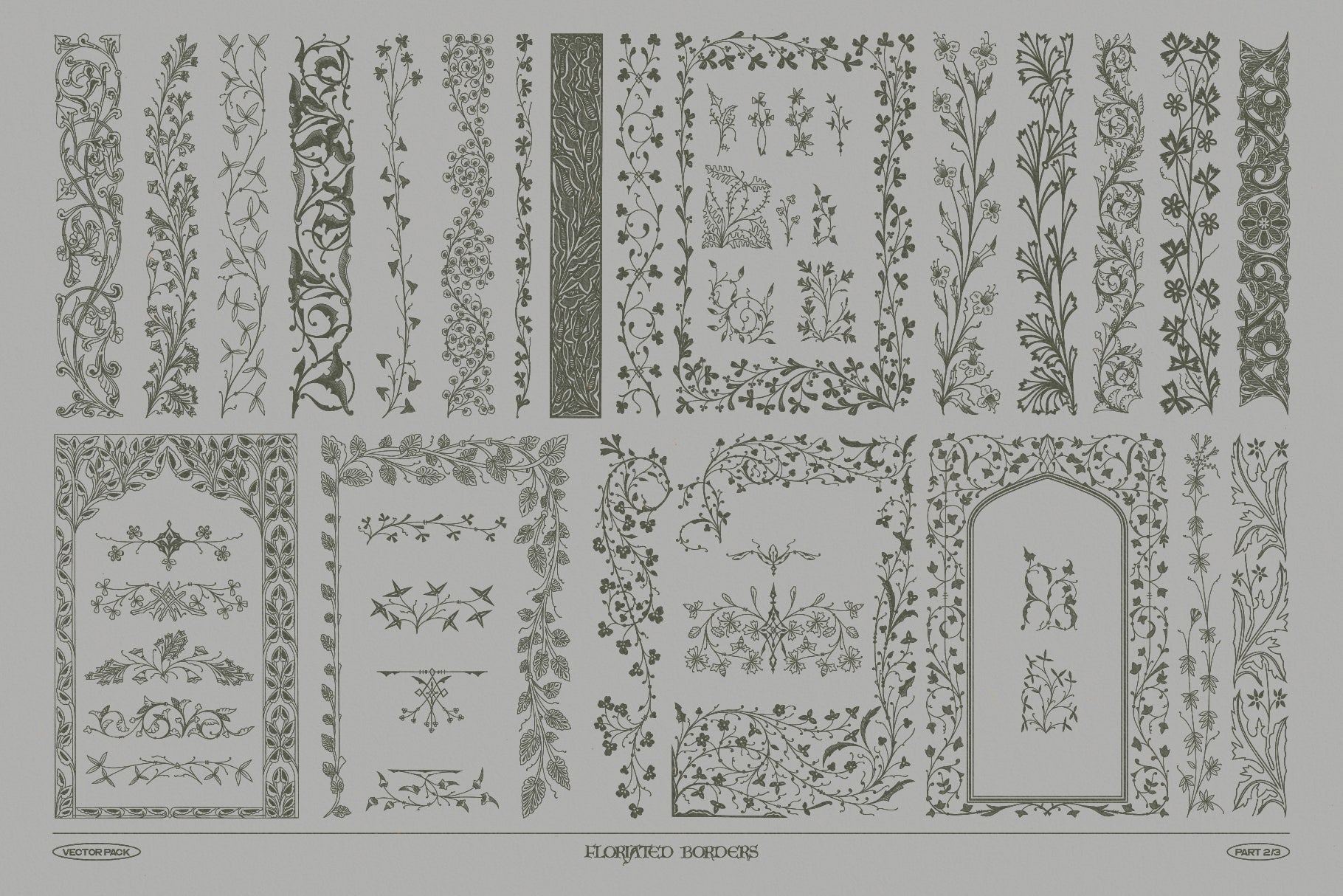 Floriated Borders Vectors