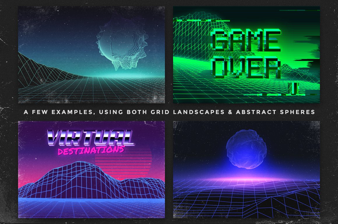 Retro Inspired Grid Landscapes