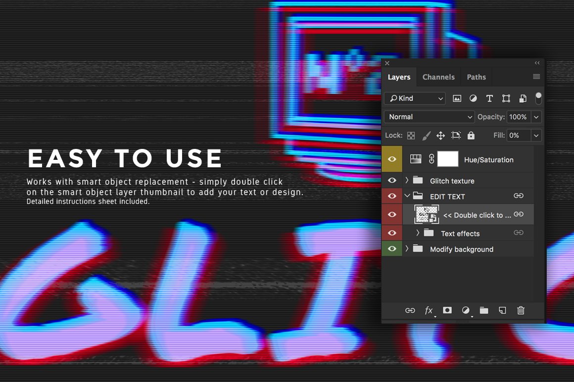 Glitch Text Effects for Photoshop Vol. II