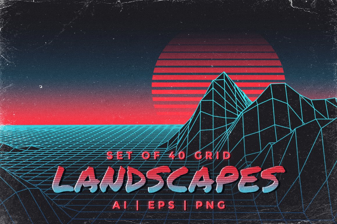 Retro Inspired Grid Landscapes