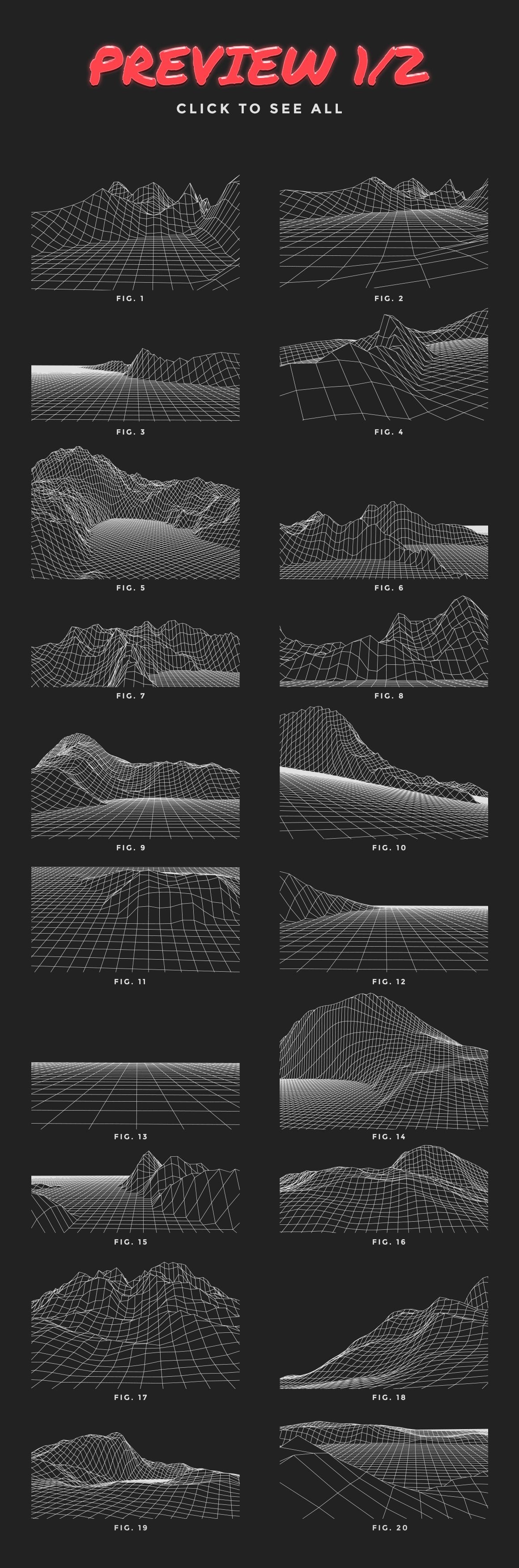 Retro Inspired Grid Landscapes