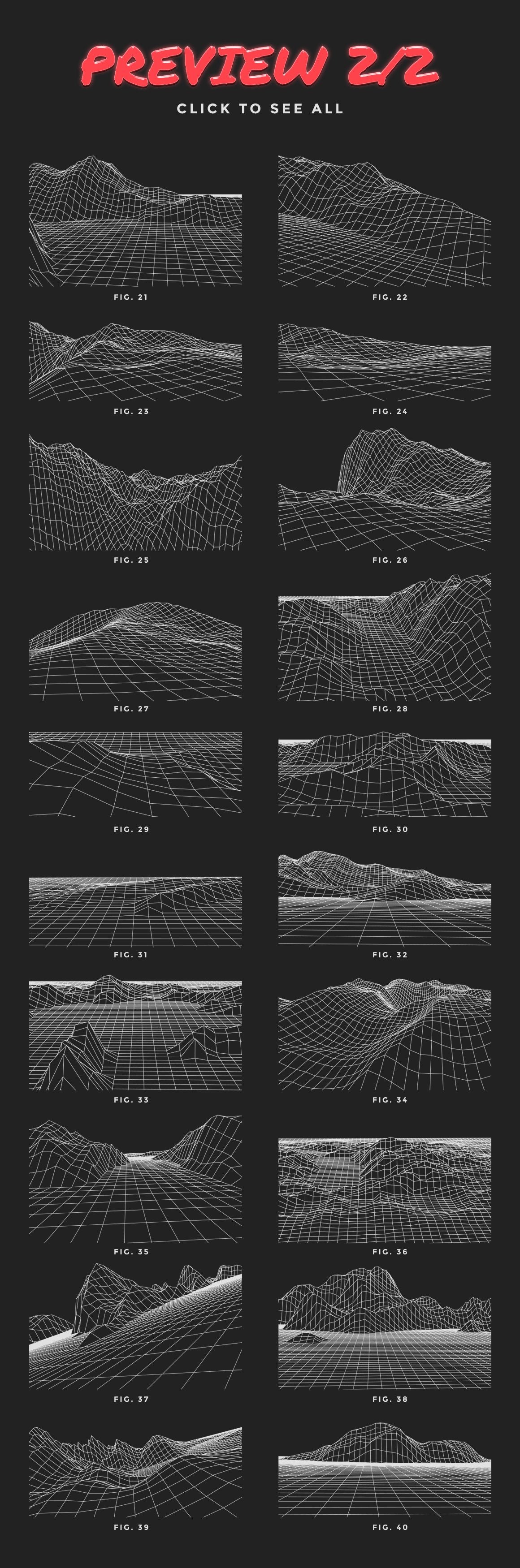 Retro Inspired Grid Landscapes