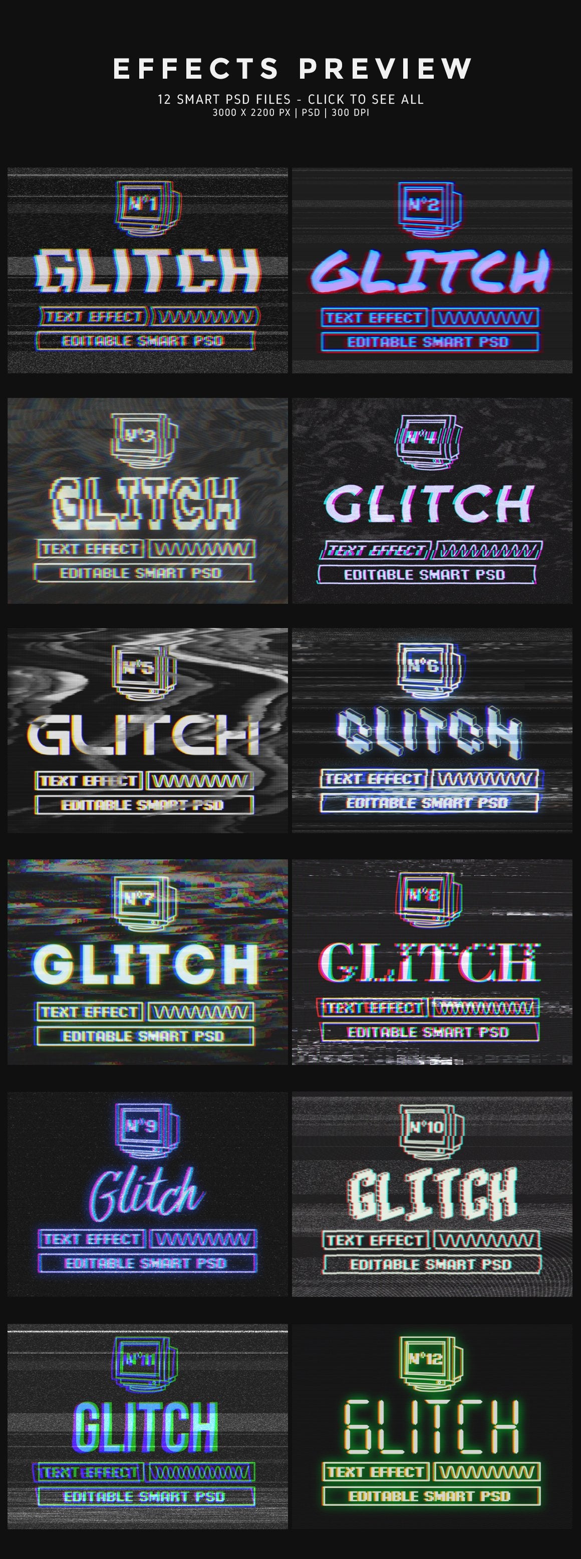 Glitch Text Effects for Photoshop Vol. II